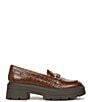 Color:Cappuccino Croc Brown - Image 2 - Nina Crocodile Embossed Leather Chunky Platform Loafers