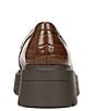 Color:Cappuccino Croc Brown - Image 3 - Nina Crocodile Embossed Leather Chunky Platform Loafers