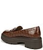 Color:Cappuccino Croc Brown - Image 4 - Nina Crocodile Embossed Leather Chunky Platform Loafers