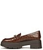 Color:Cappuccino Croc Brown - Image 5 - Nina Crocodile Embossed Leather Chunky Platform Loafers