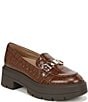 Color:Cappuccino Croc Brown - Image 1 - Nina Crocodile Embossed Leather Chunky Platform Loafers