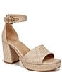 Color:Wheat - Image 1 - Pearlyn Basket Weave Ankle Strap Platform Sandals