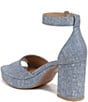 Color:Clear Sky Blue - Image 4 - Pearlyn Denim Print Suede Ankle Strap Platform Sandals