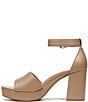 Color:Taupe - Image 5 - Pearlyn Leather Ankle Strap Platform Sandals