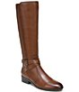 Color:Cider Leather - Image 1 - Rena Leather Buckle Detail Wide Calf Tall Boots