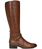 Color:Cider Leather - Image 2 - Rena Leather Buckle Detail Wide Calf Tall Boots