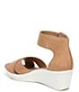 Color:Cookie Dough - Image 4 - Riviera Leather Ankle Strap Platform Wedge Sandals