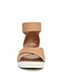 Color:Cookie Dough - Image 6 - Riviera Leather Ankle Strap Platform Wedge Sandals