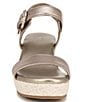 Color:Warm Silver - Image 6 - Stella Leather Platform Espadrille Wedge Sandals