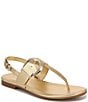 Color:Dark Gold - Image 1 - Taylor Leather Slingback Buckle T-Strap Casual Sandals