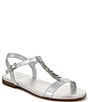 Color:Silver - Image 1 - Teach Leather Ornament Detail Strappy Casual Sandals