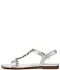Color:Silver - Image 5 - Teach Leather Ornament Detail Strappy Casual Sandals