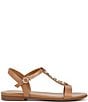 Color:Saddle Tan - Image 2 - Teach Leather Ornament Detail Strappy Casual Sandals
