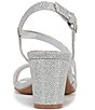 Color:Silver Fabric - Image 3 - Vanessa Metallic Fabric Strappy Block Heel Evening Dress Sandals