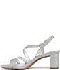 Color:Silver Fabric - Image 5 - Vanessa Metallic Fabric Strappy Block Heel Evening Dress Sandals