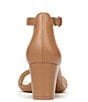 Color:Cafe - Image 3 - Vera Leather Ankle Strap Block Heel Dress Sandals