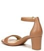 Color:Cafe - Image 4 - Vera Leather Ankle Strap Block Heel Dress Sandals