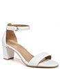 Color:White Leather - Image 1 - Vera Leather Ankle Strap Block Heel Dress Sandals