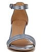 Color:Light Blue Metallic - Image 6 - Vera Leather Ankle Strap Block Heel Dress Sandals