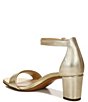 Color:Dark Gold - Image 4 - Vera Leather Ankle Strap Block Heel Detail Dress Sandals