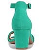 Color:Jade Green - Image 3 - Vera Suede Ankle Strap Block Heel Dress Sandals