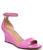 Color:Candy Pink - Image 1 - Vera-Wedge Leather Ankle Strap Dress Sandals