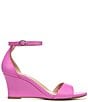 Color:Candy Pink - Image 2 - Vera-Wedge Leather Ankle Strap Dress Sandals