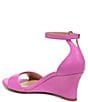 Color:Candy Pink - Image 4 - Vera-Wedge Leather Ankle Strap Dress Sandals