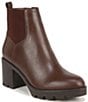 Color:Chocolate - Image 1 - Verney Weatherproof Leather Block Heel Chunky Lug Sole Chelsea Platform Booties