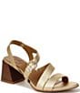 Color:Metallic Dark Gold - Image 1 - Veva Leather Strappy Stack Heel Sandals