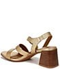 Color:Metallic Dark Gold - Image 4 - Veva Leather Strappy Stack Heel Sandals