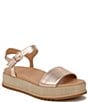 Color:Rose Gold - Image 1 - Zane Ankle Strap Platform Raffia Sandals