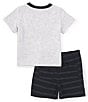 Color:Assorted - Image 2 - Baby Boys 12-24 Months Short-Sleeve Flag/Logo Graphic Jersey T-Shirt & Yarn-Dyed-Striped Oxford Shorts Set