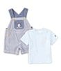 Color:Assorted - Image 1 - Baby Boys Newborn-6 Months Sleeveless Striped Woven Oxford Shortall & Short-Sleeve Solid Interlock T-Shirt Set