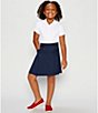 Color:White - Image 3 - Big Girls 7-16 Short Sleeve Picot Trim Polo Shirt