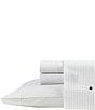Color:Grey/White - Image 1 - Buoy Line Grey Cotton Percale Sheet Set