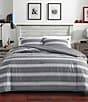 Color:Charcoal - Image 1 - Craver Grey Stripe Mini Comforter Set