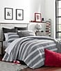 Color:Charcoal - Image 2 - Craver Grey Stripe Mini Comforter Set
