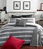 Color:Charcoal - Image 3 - Craver Grey Stripe Mini Comforter Set