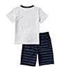 Color:Assorted - Image 2 - Little Boys 2T-7 Short Sleeve Heathered Jersey T-Shirt With YD Stripe Oxford Shorts Two Piece Set