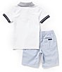 Color:Assorted - Image 2 - Little Boys 2T-7 Short Sleeve Striped Collar Pique Polo Shirt & Striped Oxford Shorts Set