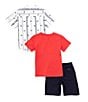 Color:Assorted - Image 2 - Little Boys 2T-7 Short Sleeve Woven Button-Up, Jersey Tee, & Twill Short Three Piece Set