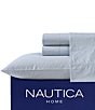 Nautica Penny Pinstripe Cotton Percale Sheet Set, Color:Blue - Image 6