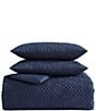 Color:Navy - Image 6 - Point Harbor Navy Embossed Reversible Mini Comforter Set