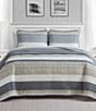 Color:Beige - Image 1 - Ridgeport Striped Cotton Reversible Quilt Mini Set
