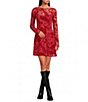 Never Fully Dressed Aria Flocked Paisley Round Neck Long Sleeve Mesh Mini Dress - Image 1