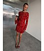 Never Fully Dressed Aria Flocked Paisley Round Neck Long Sleeve Mesh Mini Dress - Image 5