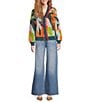 Never Fully Dressed Balearic Abstract Print V-Neck Long Sleeve Cardigan, Color:Multi - Image 3