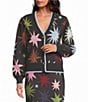 Never Fully Dressed Black Star Printed V-Neck Long Sleeve Button Front Cardigan - Image 1