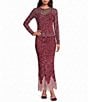 Never Fully Dressed Burgundy Deer Printed Round Neck Long Sleeve Mesh Coordinating Top - Image 3